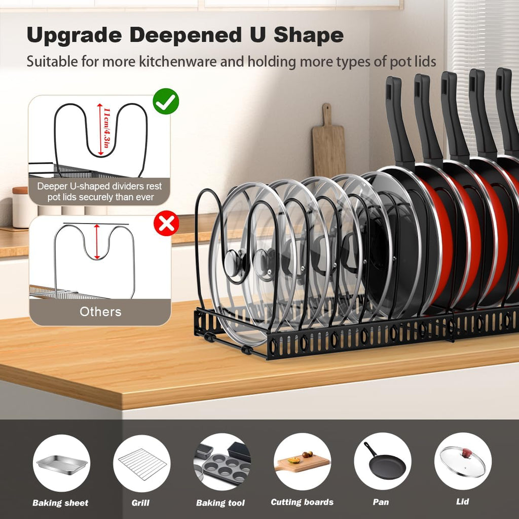 Pot Lid Organizer/Storage Rack, Black