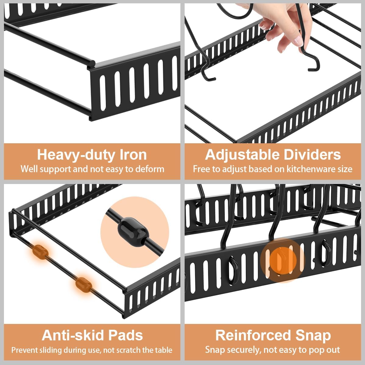 Pot Lid Organizer/Storage Rack, Black