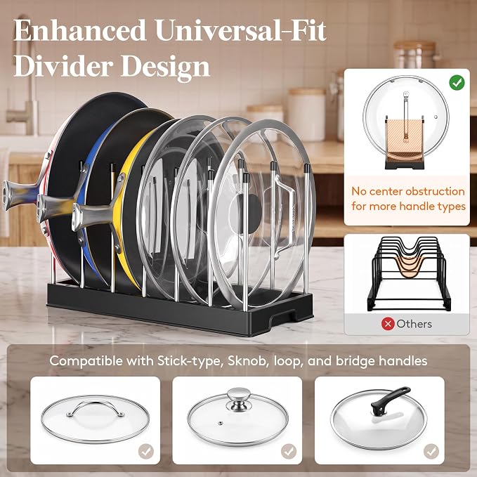 In-Cabinet Pot Lid/Pan Organizer (Includes 7 Dividers)